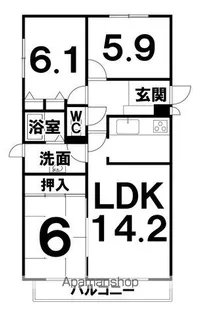 パークサイドマンション西町公園【3階】の間取り